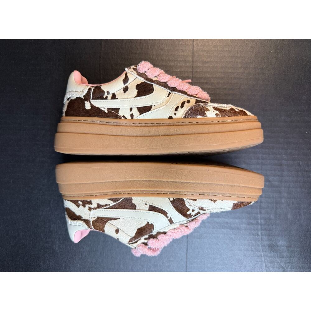 Steve Madden Dodge Sneaker Size 7M Cow Hair Brown Pink Print Western - Picture 5 of 9